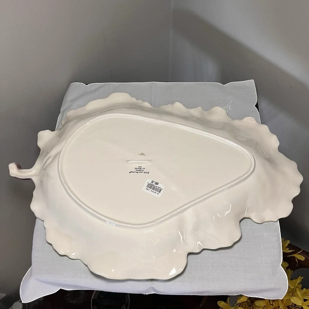 Fitz & Floyd Le Marche Cabbage Leaf Serving Platter 21
